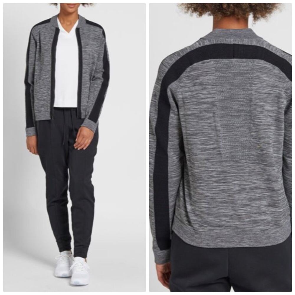 Nike Women’s Tech Knit Bomber Jacket Size Large In Heathered Grey
